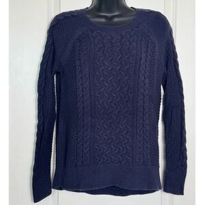 Gap Navy Blue Cable Knit Crew Neck Long Sleeve Sweater‎ Women's Size S